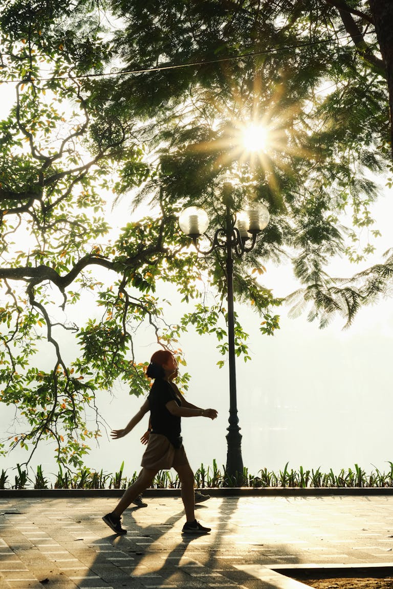 Women Quick Walking at Morning